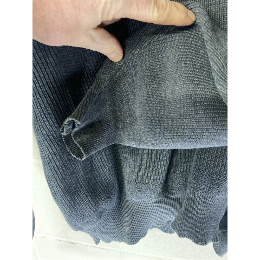 Vtg Cabelas Sidney, NE Mens L Large Blue Gray‎ Green Rag Knit Pullover Sweater